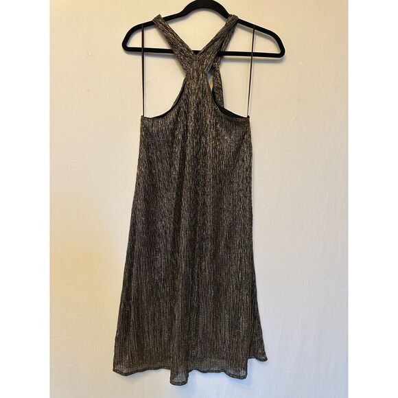ASTR The Label Metallic Sleeveless Shift Twist Front Party Mini Dress Size M - Picture 2 of 5